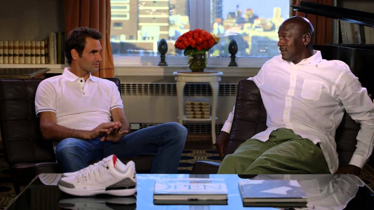 Micheal Jordan insieme a Roger Federer